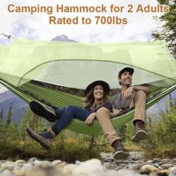 Hieha Double Camping Hammock with Mosquito Net, Portable Nylon Hiking Ha