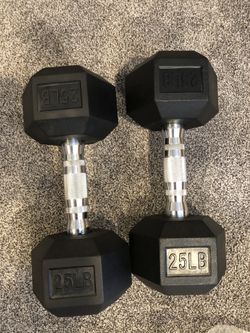Rubber hex dumbbells 25 lbs brand new