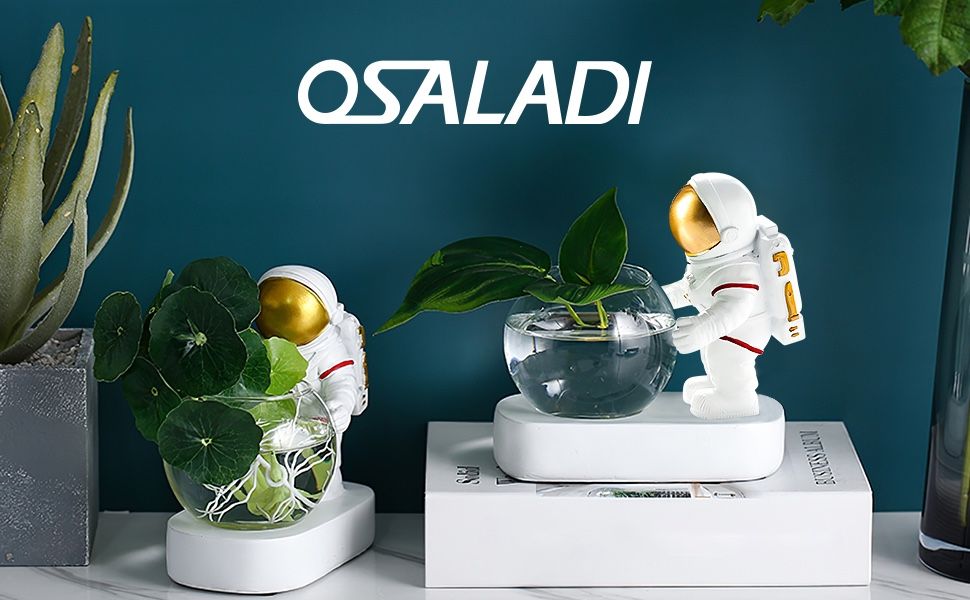 OSALADI Astronaut Night Lights with Clear Glass Hydroponics Vase