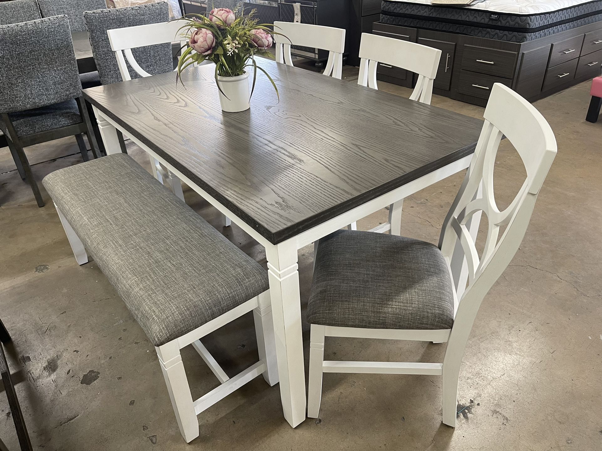 brand new farmhouse dining table and chairs with bench $575 Home & Garden