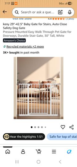 Baby Gate for Stairs and Doorways, White