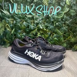 Hoka One One Mens Bondi 8 1123202 BWHT Black Running Shoes Sneakers Size 11 D