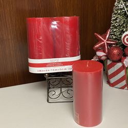 New Red Pillar Candles 6”