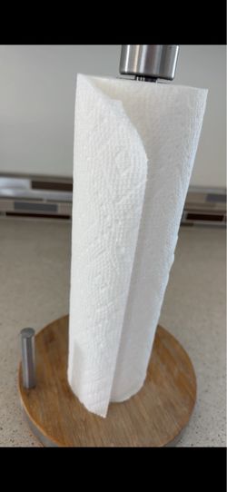 Wood and stainless steel paper towel holder