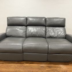 Gray Leather Sofa and Loveseat