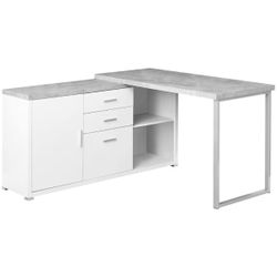 Monarch Specialties Computer Desk - 60"L White / Cement-Look Left/Right Face