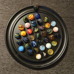 Coffee Table Art, Solitaire Di Venezia, Solitaire Marble Game, Hand Blown Italian Marbles, Ebony Board, Fun Game, Great Gift for Any Age