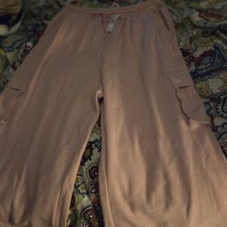 VS Pink Wide Leg Cargo Sweat Pants Nwt