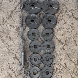 Steel Weights Plates With Curl Bar 
