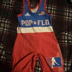Pop & Flo Red And Blue Freestyle/greco/folkstyle Singlet