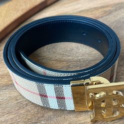 Reversible Burberry Belt(gold buckle)