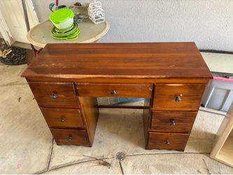 Vintage Wood 7-Drawer Desk - 42" × 16" (DIY / Flip Project) Price: $75 OBO