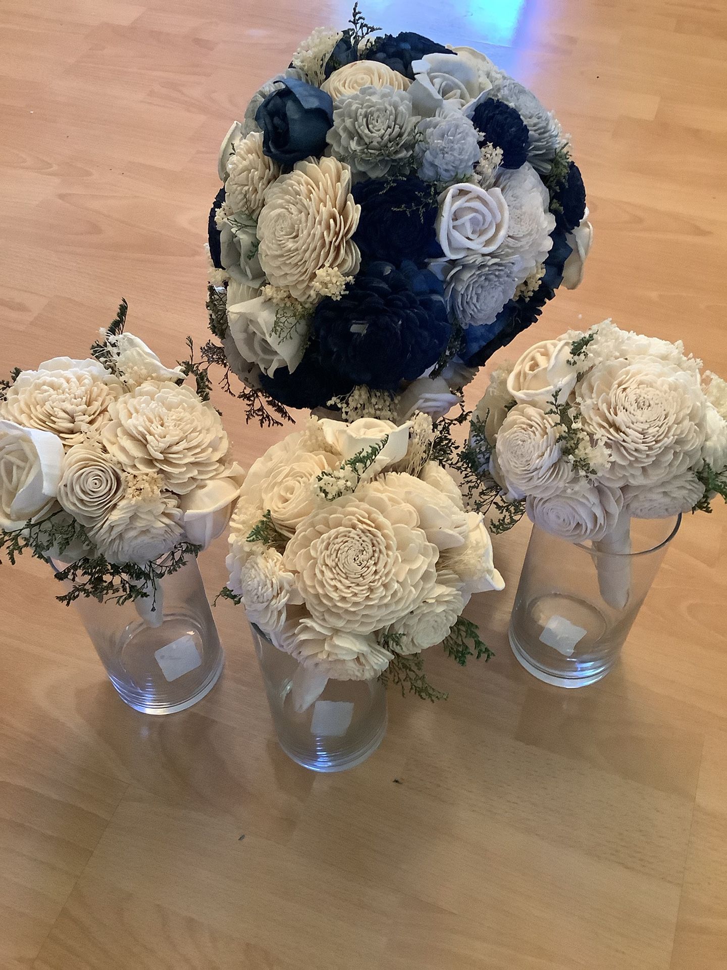 Sola Wood Flower Wedding Bouquets, Boutonnières, Hair Combs