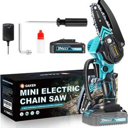 Saker Mini Chainsaw,Portable Electric Chainsaws Cordless,Handheld Chain Saw