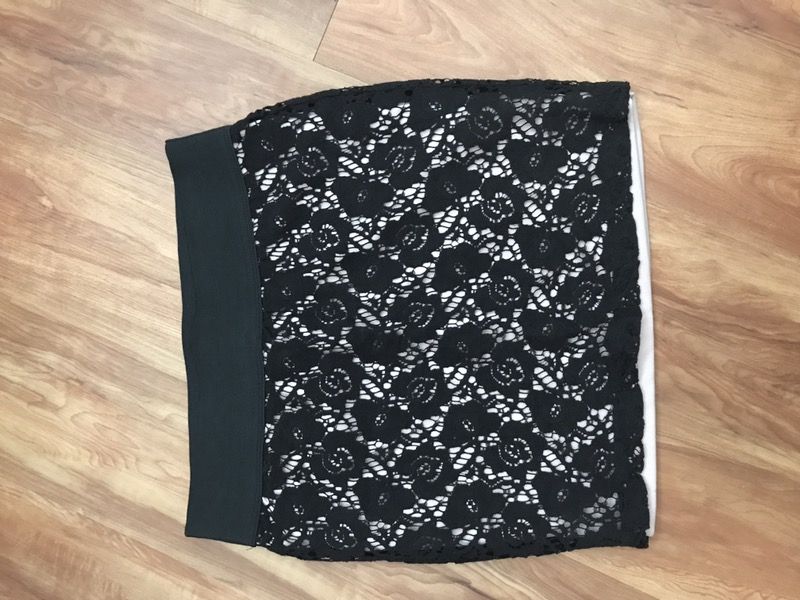 Black lace pencil skirt