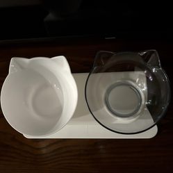 Cat Food & Water Bowl