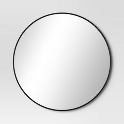 Black Metal Circle Wall Mirror