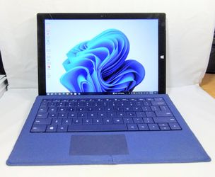 Microsoft Surface Pro 3 Model 1631 with magnetic backlit Type Cover Blue Keyboard