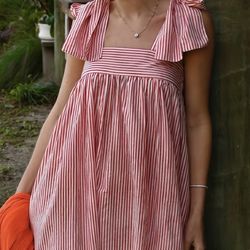 Red And White Baby Doll Dress