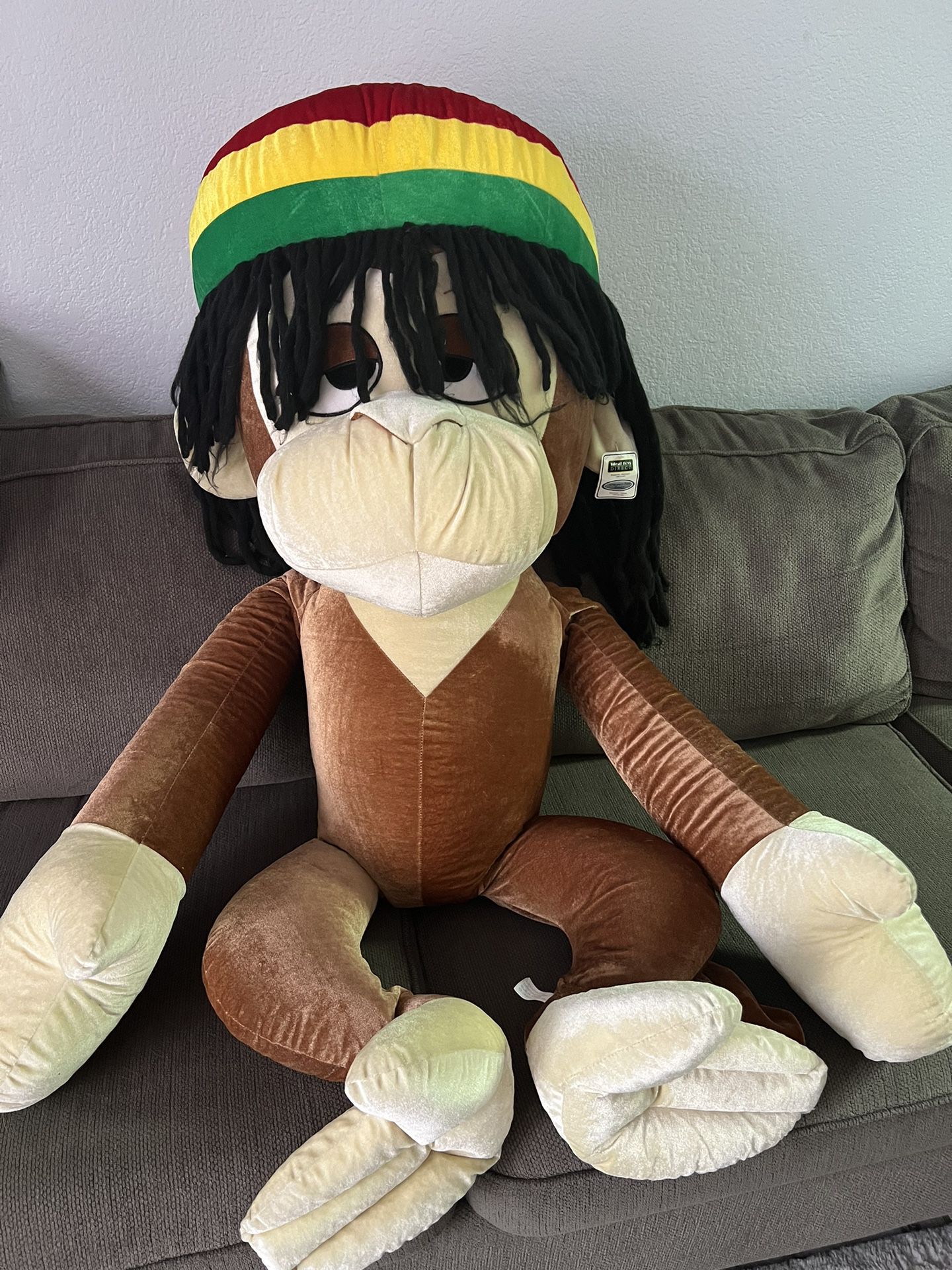 XXL Stuffed Animal Monkey Rasta Dreadlock Reggae Style 4ft Tall