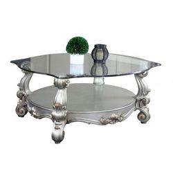 Brand New Antique Platinum Victorian Baroque Style Coffee Table Square