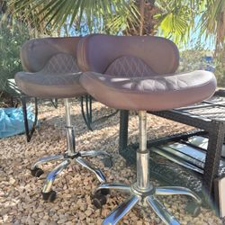 Pair Of Spa Pedicure Manicure Technician Chair Stools - 22.5" High Front, 30.5" High Back - Retails For $190 Each!