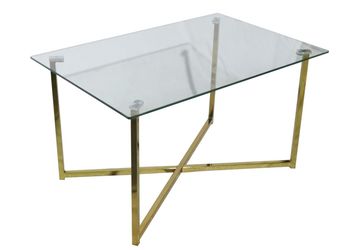 Clear glass coffee table with gold legs Coffee Table de cristal clear con patas doradas