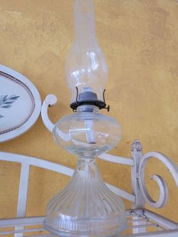 Clear Glass Oil Kerosene Lamp plus vintage glass
