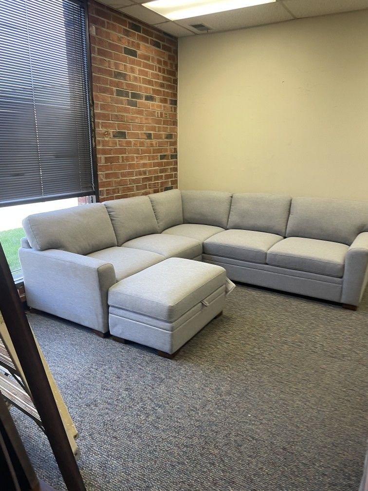 L Shaped Sectional Sofa Couch Gray New with Ottoman