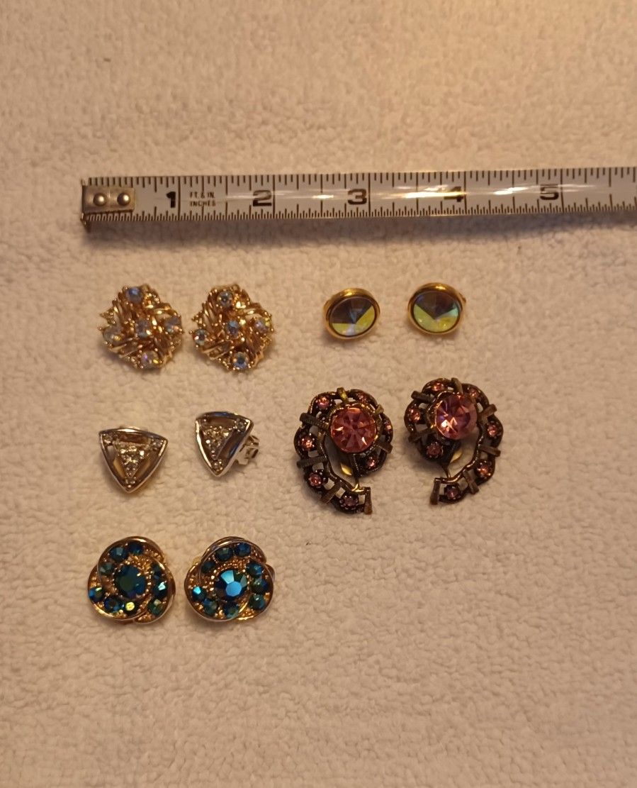 5 Pair Sparkling Clip-on Earrings