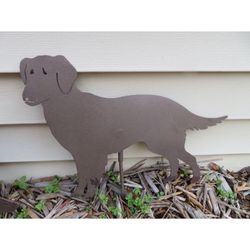 Golden Retriever metal yard art, handmade in the USA, rusted~