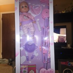 🆕️ 9 PIECE LITTLE LUV DOLL AND STROLLER SET WITH ACCESSORIES 