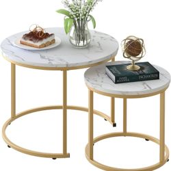 Coffee Table Nesting White Set of 2 Side Set