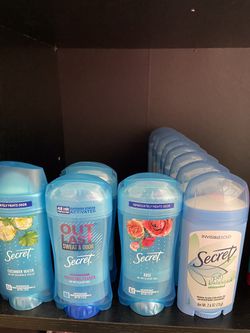 Men’s old Spice ($2) Secret deodorant ($2.50)