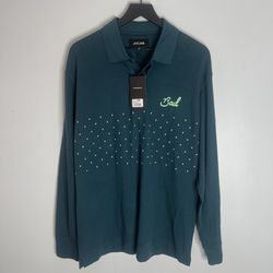 Bad Birdie Reflecting Pond Long Sleeve Golf Polo Shirt Mens Large Teal NWT