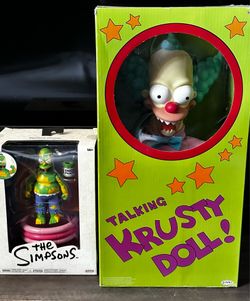 Talking krusty doll. Furious homer figure.