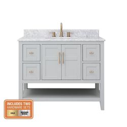 Sturgess 43" Gray Bathroom Vanity w/ Carrara Marble Top