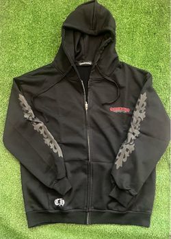 Chrome Hearts Black Zip Up Hoodie Graphic Hoodie Size Small