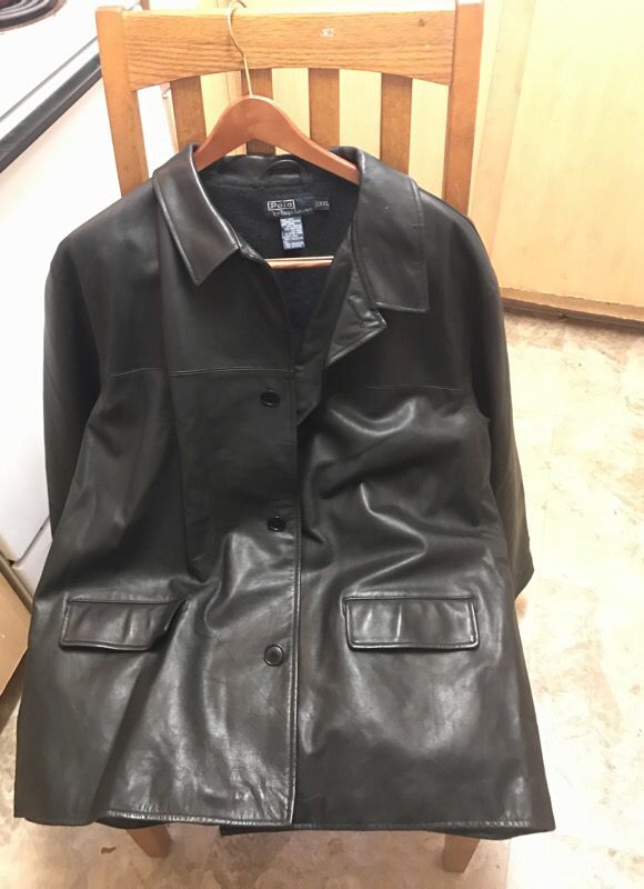 Black Ralph Lauren polo leather coat