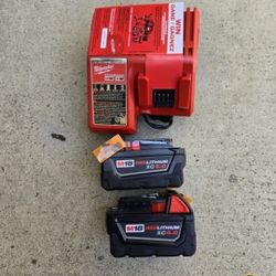Milwaukee 18v Batteries 5.0 Ah And Charger Brand New 