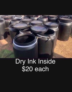 Plastic Barrels 55 gallons  ( Dry Ink ) Shipping or Storage or Recycling  (not recommended for animal food) $20