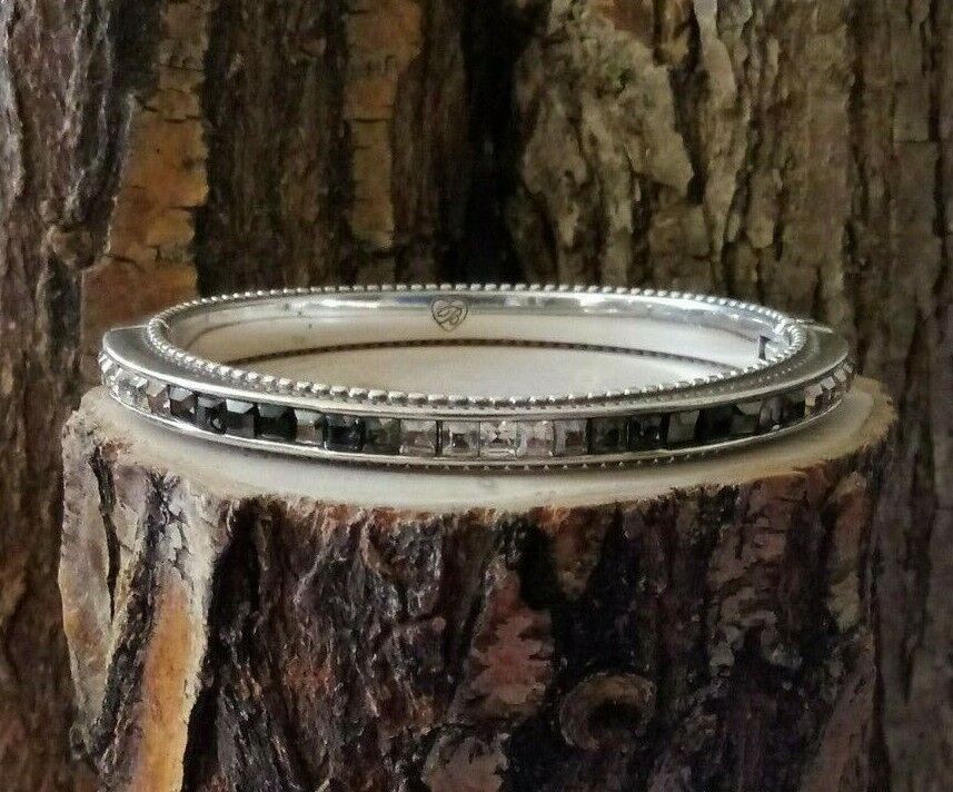 Brighton Spectrum Black Crystals Hinged Bangle Bracelet