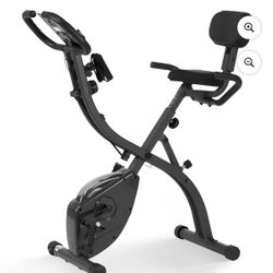 3 in 1 Exercise Bike Quiet Folding Magnetic Stationary Exercise Bikes with Arm Resistance Bands Home Workout Use