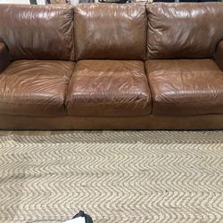 Brown Leather Couch Sofa – $500 (Good Condition)