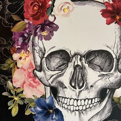 Skull And Flowers Light Up Canvas