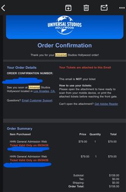 2 TICKETS UNIVERSAL STUDIOS HAUNTED HORROR NIGHTS 09/24
