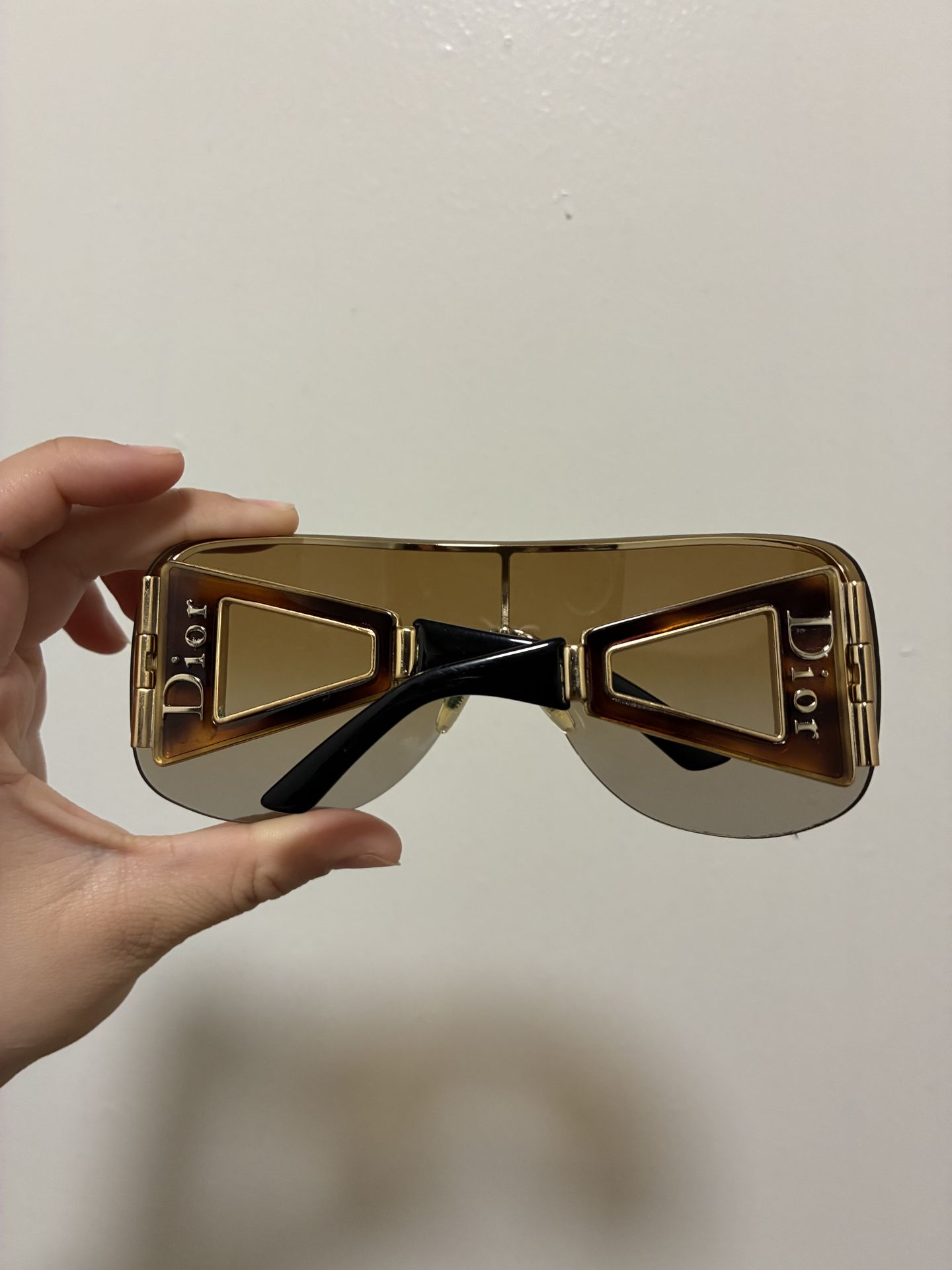 Christian Dior Shield Visor Sunglasses Gold Brown Gradient Lens