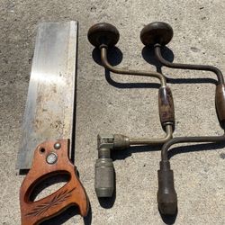 Vintage Hand Brace Drills And Pennsylvania Saw Tools
