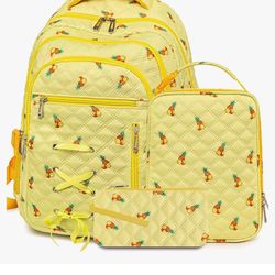 Vibrant Pineapple Print Backpack with Lunch Box and Pencil Case for Girls Teens Kids for Age 8-10 10-12 12-14