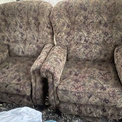 2 Vintage Reclining Wing Back Chairs